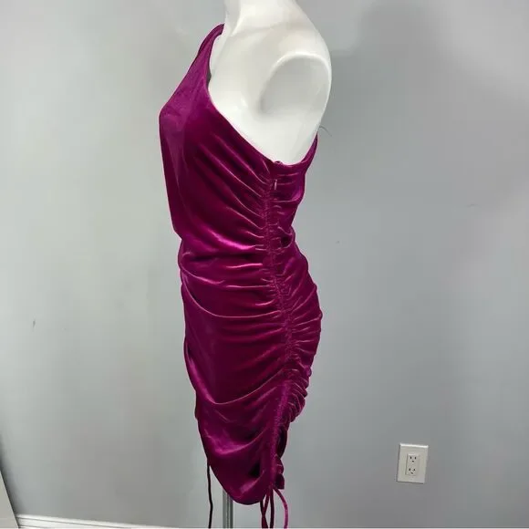House Of Harlow 1960 Revolve Ruched Velvet One Shoulder Midi Mini Dress Size L - Picture 8 of 16